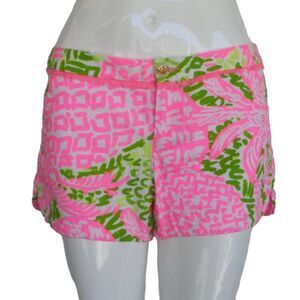 LILLY PULITZER Shorts, 2 Adie/Home Slice, Pink, Zipper, Pink fringe